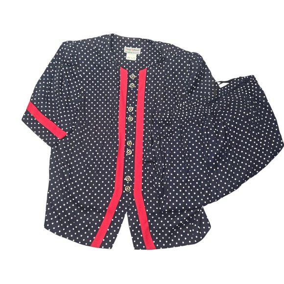 Tracy Richards Dresses & Skirts - VTG Tracy Richards 90s 2-Piece Skirt Set Polka Dot Navy Red Sz 20WP